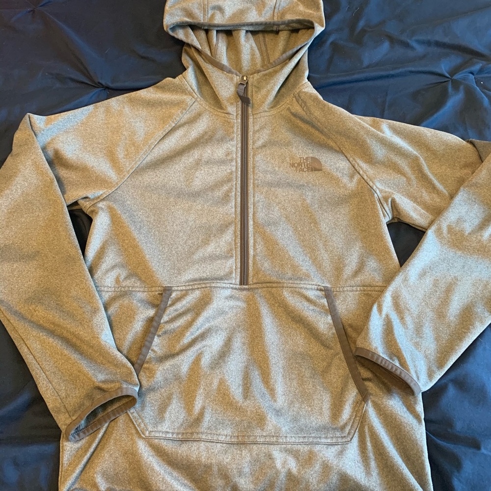 The North Face half zip grey hoodie.